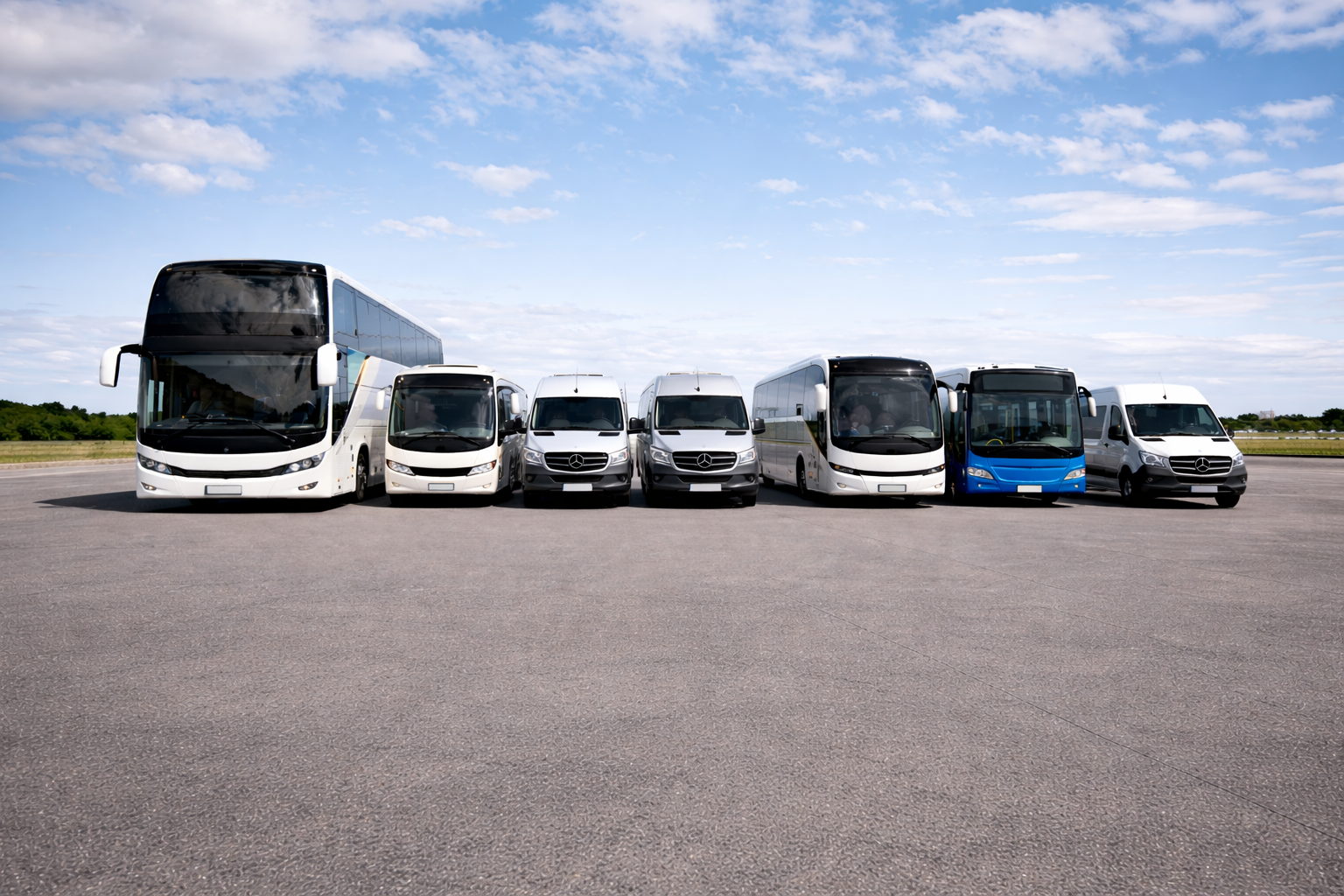 Flota de vehiculos de transporte